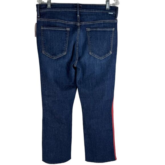NEW Mother Insider Crop Step Fray Jeans Speed Racer High Rise Blue Size 32 - Picture 6 of 10
